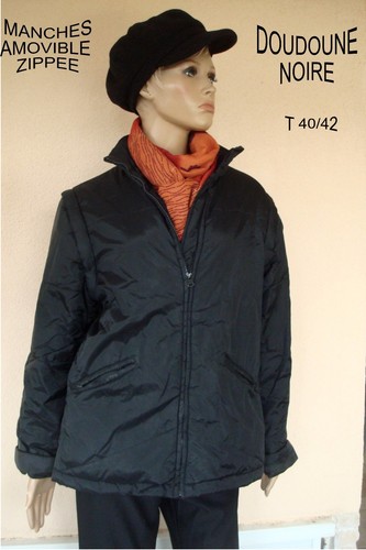 Blouson doudoune noire - doudoune, zippee